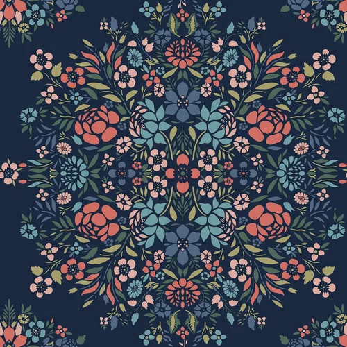 RoomMates RMK12587PLW - Papel tapiz para despegar y pegar con diseño floral de medallón azul