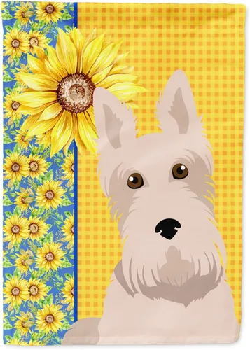 Miniatura 292 de Caroline's Treasures WDK5331CHF - Bandera de verano con diseño de girasoles rojos y blancos, manga grande, para porche, para colgar en la pared