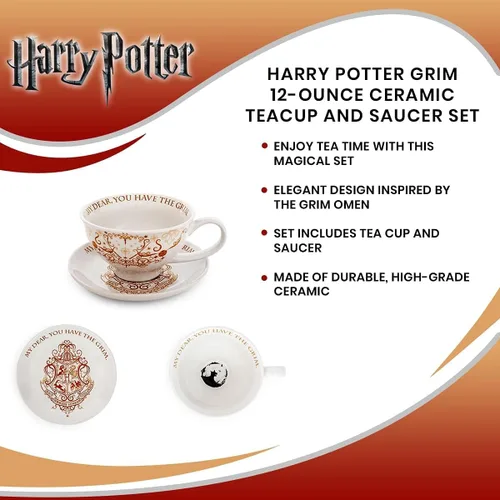 Miniatura 6 de Juego de taza y platillo de cerámica de 12 onzas de Harry Potter Grim Artículo coleccionable oficial del Mundo Mágico Juego de regalo para una