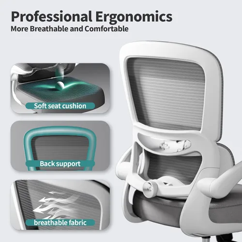 Miniatura 4 de TRALT Silla de oficina – Silla de escritorio ergonómica con soporte lumbar ajustable, silla de computadora de malla, sillas ejecutivas para oficina