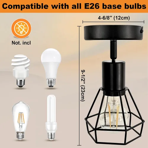 Miniatura 5 de LTBLIGHT Iluminación LED de pista de 1 luz, luz de techo ajustable negra con jaula de alambre de metal, lámpara de granja para dormitorio, mesita