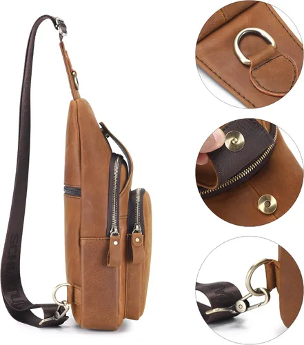 Miniatura 174 de LUKZIJAES Bolso bandolera de cuero genuino para hombre