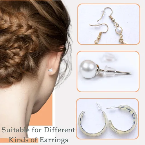 Miniatura 4 de Parte trasera de goma para aretes, parte trasera transparente suave para aretes, 500 piezas de seguridad para aretes, tapones de embrague