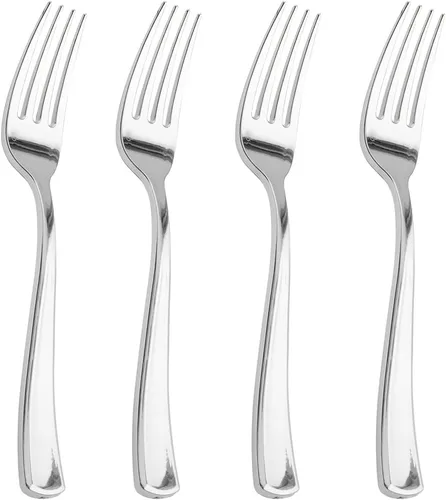 Miniatura 10 de Liacere 200 tenedores de plástico dorados, pesados, tenedores resistentes de 7.4 pulgadas, cubiertos de plástico dorado perfectos para fiestas