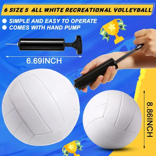 Miniatura 2 de Jexine Autograph - Pelota de voleibol blanca en blanco, tamaño oficial 5, pintura de bricolaje, pelota de voleibol lisa con bomba de aguja