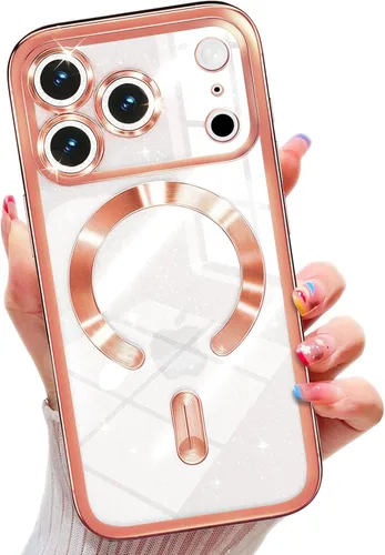 Miniatura 23 de Misscase Funda magnética compatible con iPhone 14 con purpurina y protector de lente de cámara, protección completa, compatible con MagSafe