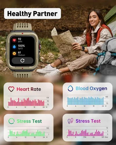 Miniatura 4 de VRPEFIT Reloj inteligente para hombres y mujeres (respuesta/hacer llamadas), Alexa integrado, rastreador de fitness de 1.8 pulgadas con 100 modos