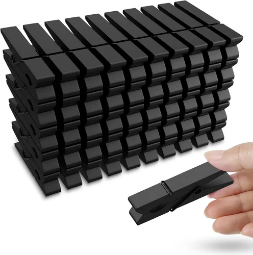 50 pinzas de madera coloridas negras de 7.37 cm, pinzas para ropa para sujetar fotos decorativas, pequeñas pinzas de madera coloridas para decoración