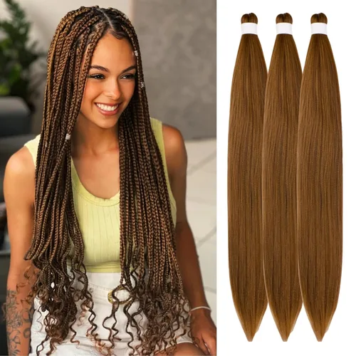 Miniatura 14 de Pelo corto negro trenzado preestirado de 14 pulgadas para trenzas sin nudos, pelo sintético 1B trenzado para trenzas Bob Box