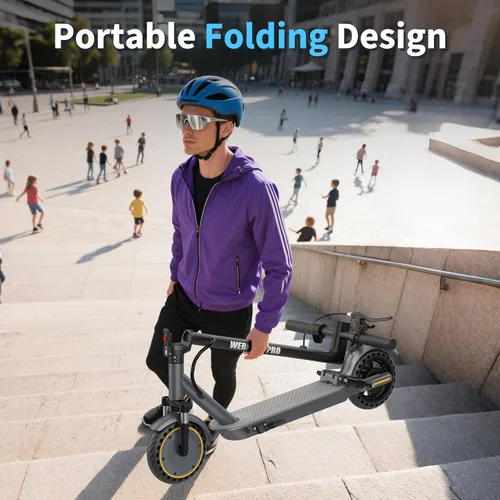 Miniatura 8 de WERHY H5PRO Scooter eléctrico con doble suspensión, motor sin escobillas de 350 W y 19 MPH, 15 millas de largo alcance, neumáticos sólidos de 8.5