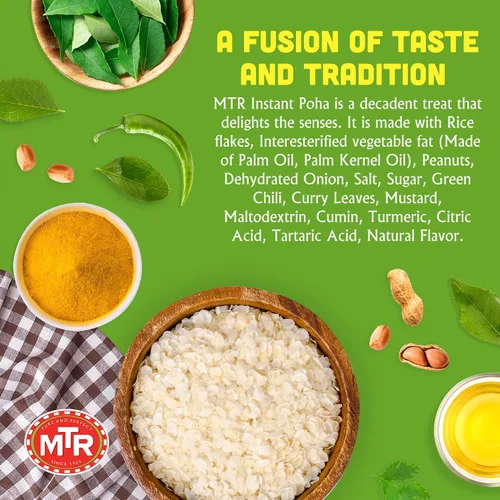 Miniatura 3 de MTR Mezcla de Poha de 3 minutos, comida india lista para cocinar, hecha con copos de arroz, 100% vegetariana, sin conservantes añadidos, conveniente