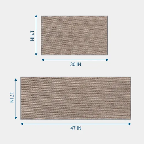 Miniatura 2 de Juego de 2 alfombras y tapetes de cocina antideslizantes de goma natural para piso de cocina, piso delantero del fregadero, pasillo, lavandería Gris