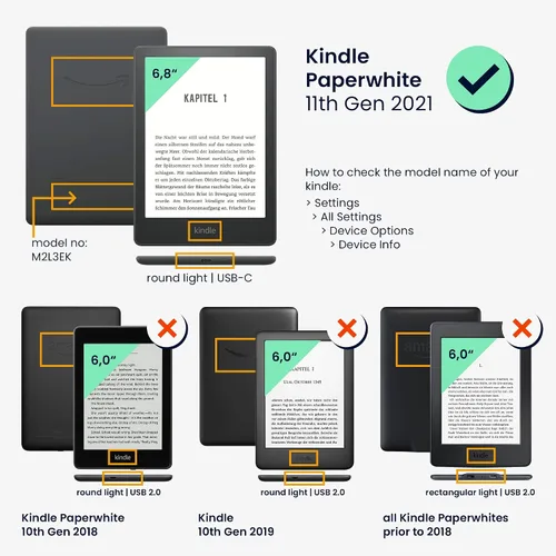 Miniatura 2 de Funda de fieltro de origami compatible con Amazon Kindle Paperwhite 11. generación 2021 - Funda con soporte - Corazón cepillado marrón oscuro