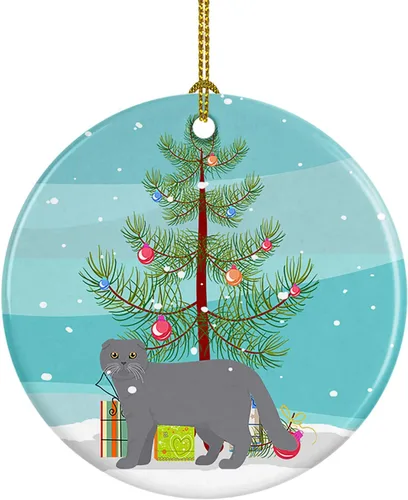 Miniatura 122 de Caroline's Treasures Adorno de cerámica con texto en inglés "Merry Christmas" para colgar en el árbol de Navidad, decoración para el hogar, Navidad