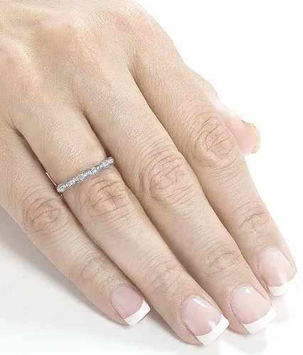 Miniatura 4 de Alianza de boda Kobelli de diamante de talla redonda de 16 quilates (ctw) en oro blanco de 14 k
