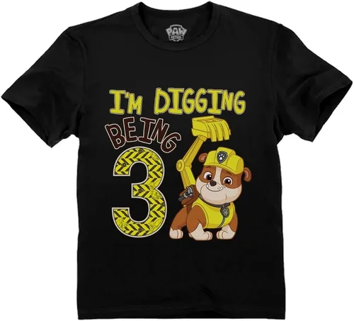Rubble Paw Patrol - Camiseta de 3er cumpleaños Regalo divertido para niños de 3 años Camiseta de fiesta temática de excavación para niños pequeños