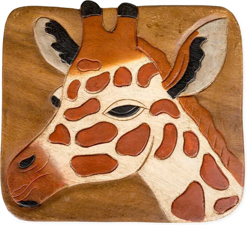 Miniatura 3 de OMA Giraffe Design - Taburete de madera con diseño de jirafa, taburete de animales hecho a mano para acento decorativo, jardín y regalo