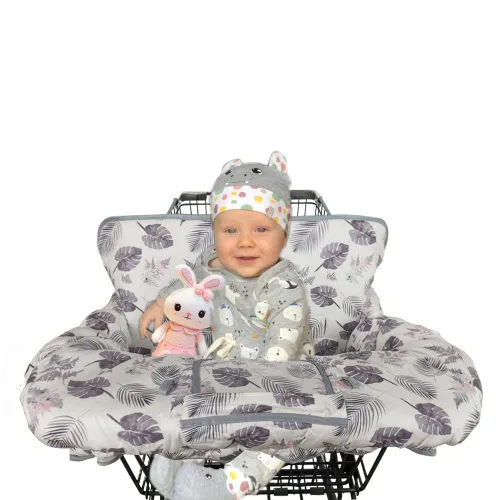Miniatura 5 de RHYDEER Funda para carrito de compras para bebé, funda para silla alta 2 en 1, enrolla y listo, ajuste universal