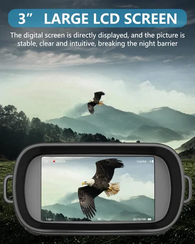 Miniatura 3 de Gafas de visión nocturna, prismáticos de visión nocturna infrarroja 4K para adultos, pantalla grande de 3 pulgadas, zoom digital 8X, luz IR