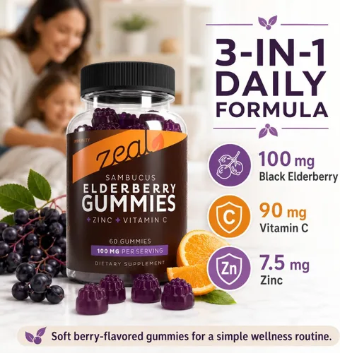 Miniatura 2 de Zeal Naturals Sambucus Gomitas de saúco + zinc + vitamina C - Suplemento diario para niños y adultos - Gomitas de vitamina fáciles de masticar - 100