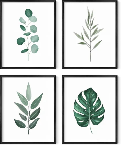 Miniatura 49 de HAUS AND HUES Arte de pared floral gris, juego de 4 pósteres de plantas para pared vintage, impresiones botánicas, cuadros de flores en blanco