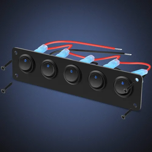Miniatura 8 de Nilight Panel interruptor basculante de 5 bandas con 3 pines, resistente al agua, interruptores de palanca de encendido/apagado para automóvil, Azul