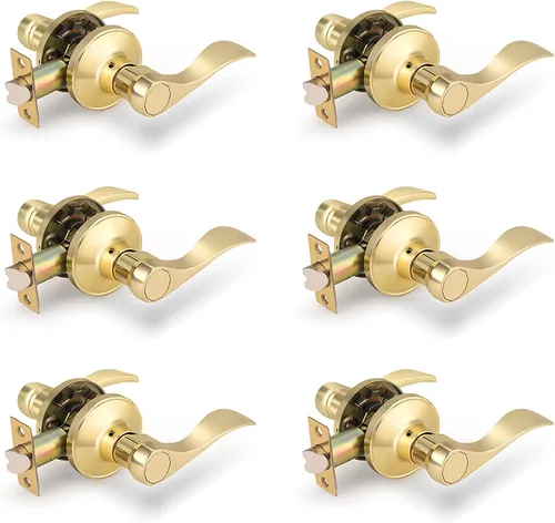 Miniatura 25 de Gobrico - Paquete de 8 manijas de puerta de paso de níquel satinado, para puertas interiores, para armario y pasillo, con estilo de caída