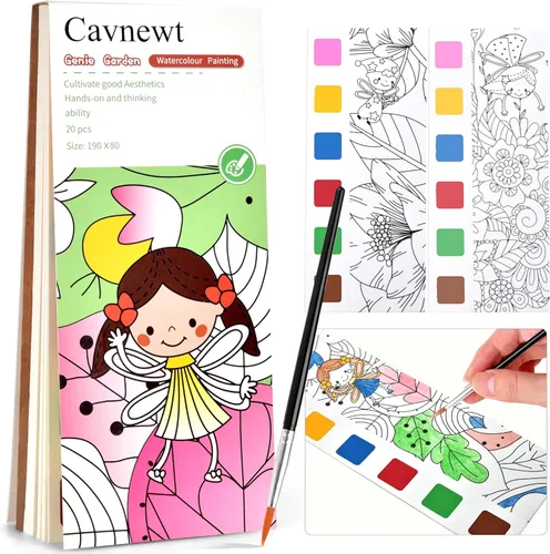 Miniatura 15 de Cavnewt Libro de Pintura de Acuarela de Bolsillo, 21 Páginas, Set de Libro para Colorear con Acuarela de Viaje para Niños de 3-8 Años, Regalos