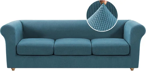 Miniatura 38 de Funda para silla Chesterfield de 2 piezas para sofá de 1 cojín, fundas para silla de brazo alto, 1 asiento, alta elasticidad, lavable, protector