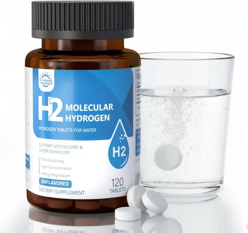 Tabletas de hidrógeno molecular (H2) con magnesio – Tableta de agua de hidrógeno de 12 PPM para agua potable, rica en antioxidantes, apoya la salud