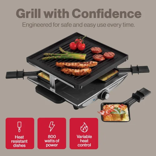 Miniatura 2 de Swissmar Geneva Raclette Grill con tapa reversible de aluminio fundido - Perfecto para parrilla eléctrica de raclette y asador al aire libre