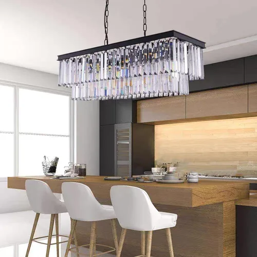 Miniatura 2 de Crytal Chandeliers - Lámpara colgante rectangular negra con cristal K9
