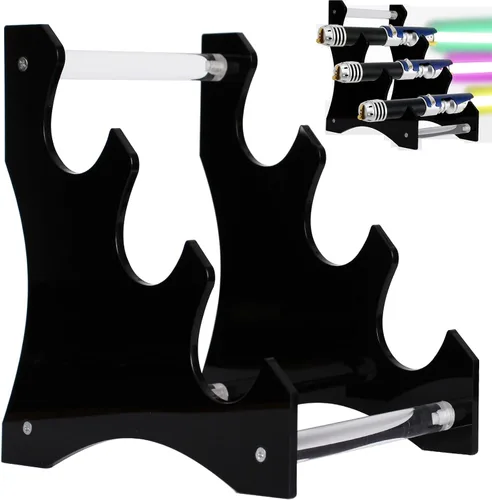 Soporte acrílico para sable de luz de escritorio, estante de exhibición escalonado horizontal de 3 niveles para la mayoría de los sables de luz,