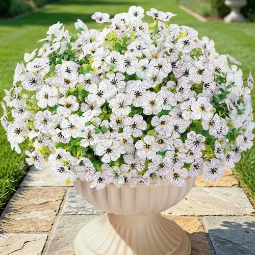 Miniatura 15 de Lifewit Flores artificiales para interiores y exteriores, 12 paquetes de flores falsas de plástico con hojas de eucalipto para decoración del jardín