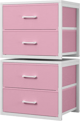 Miniatura 13 de BOLUO Cajones de Almacenamiento Apilables Organizadores de Closet y Almacenamiento de Tela Blanca Cómoda de 2 Cajones para Dormitorio 2 Paquetes