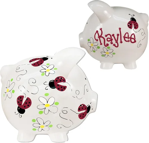 Miniatura 9 de My Bambino Hucha personalizada pintada a mano para niñas, grande, de cerámica, color blanco, tapón extraíble (sirena)