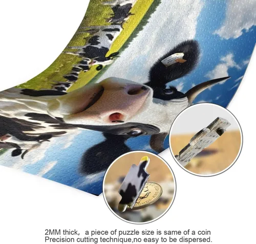 Miniatura 3 de Funny Cow Puzzle de 500 piezas, rompecabezas de madera para juegos familiares, adecuado para adolescentes y adultos