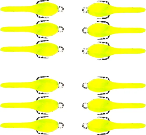 DELONG LURES: Bluegill - Señuelos de pesca hechos en Estados Unidos, paquete de 12 señuelos de renacuajo preaparcados de 1.5 pulgadas para pesca