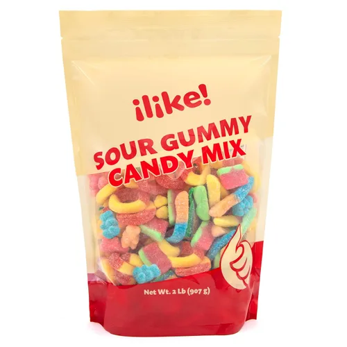 Miniatura 6 de Mezcla de caramelo de gomitas ácidas, paquete de 2 libras, cinturones, anillos de melocotón, cuñas de sandía, gusanos, osos, recuerdos de fiesta