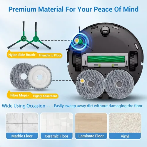 Miniatura 6 de 15 accesorios de repuesto para aspiradora iRobot Roomba Plus 405 Combo / 505 Combo / 507 Combo Aspiradora, 1 Cepillo de Rodillo, 3 Filtros Hepa, 4