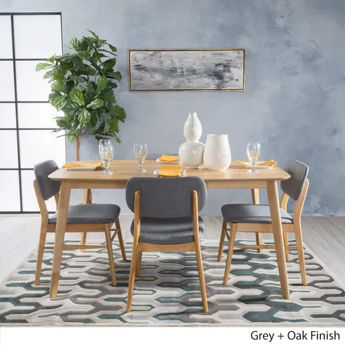 Miniatura 5 de GDFStudio Christopher Knight Home Colette - Juego de comedor de tela con madera de roble, color gris y roble