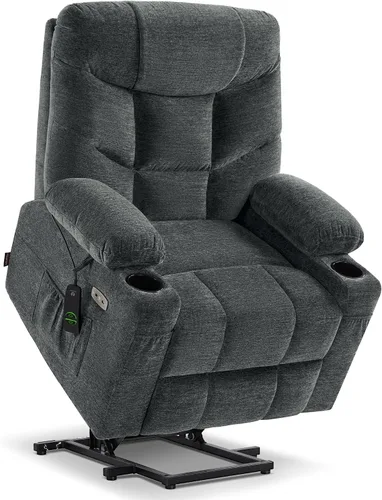 Miniatura 12 de MCombo Silla reclinable Power Lift con reposapiés extendido para personas mayores, tela 7287 (marrón, mediano)