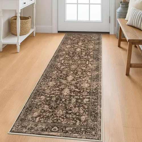 Miniatura 74 de KILOCOCO Alfombra lavable de 2 x 3 para entrada, estampado floral vintage, suave, antideslizante, azul, alfombras de cocina, tapete