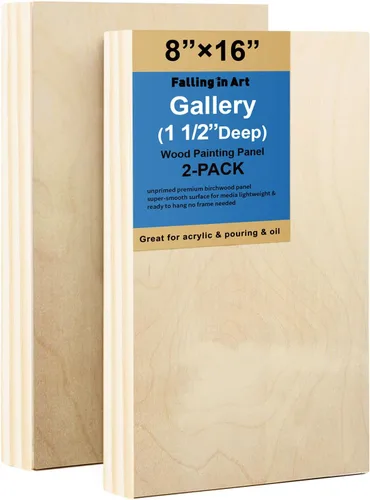 Miniatura 12 de Falling in Art Paquete de 2 paneles de lienzo de madera sin terminar, kit de paneles de madera de abedul de galería de 10 x 20 pulgadas, tablas