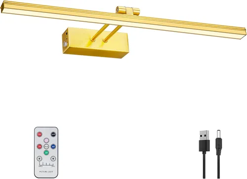Miniatura 16 de Luz para Cuadros, Luces de Arte a Batería para Pared, Luz Inalámbrica con Control Remoto para Pinturas con Temporizador y Regulable, Iluminación