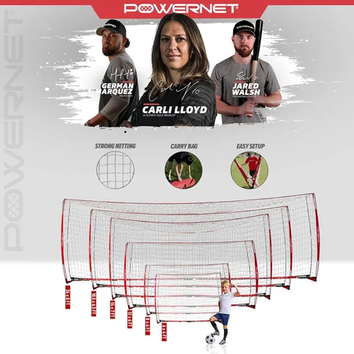Miniatura 2 de PowerNet Carli Lloyd - Paquete de red portátil estilo arco y bolsa de transporte de pelota grande, configuración rápida ultra portátil, portería