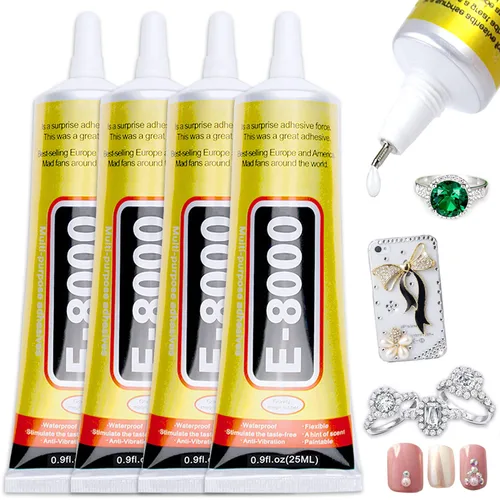 Miniatura 9 de 6 unidades de 0.5 fl oz E8000 Pegamento de diamantes de imitación de joyería E-8000 Transparente Super Pegamento Transparente Adhesivo