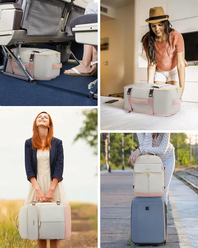 Miniatura 8 de LOVEVOOK: mochila de mano, mochila de viaje de 40L para mujer con 3 cubos de embalaje, rosa gris
