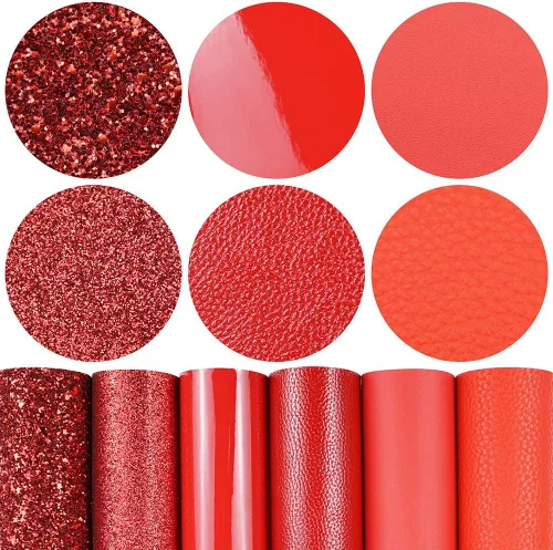 Miniatura 12 de Litchi Paquete de 6 hojas de cuero sintético de 8 x 12 pulgadas para aretes de lazo, tela de vinilo fácil de cortar para Cricut, cuero sintético