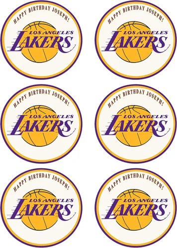 Miniatura 2 de Los Angeles LA Lakers - Decoración comestible para cupcakes de 1.8" (20 piezas/hoja)